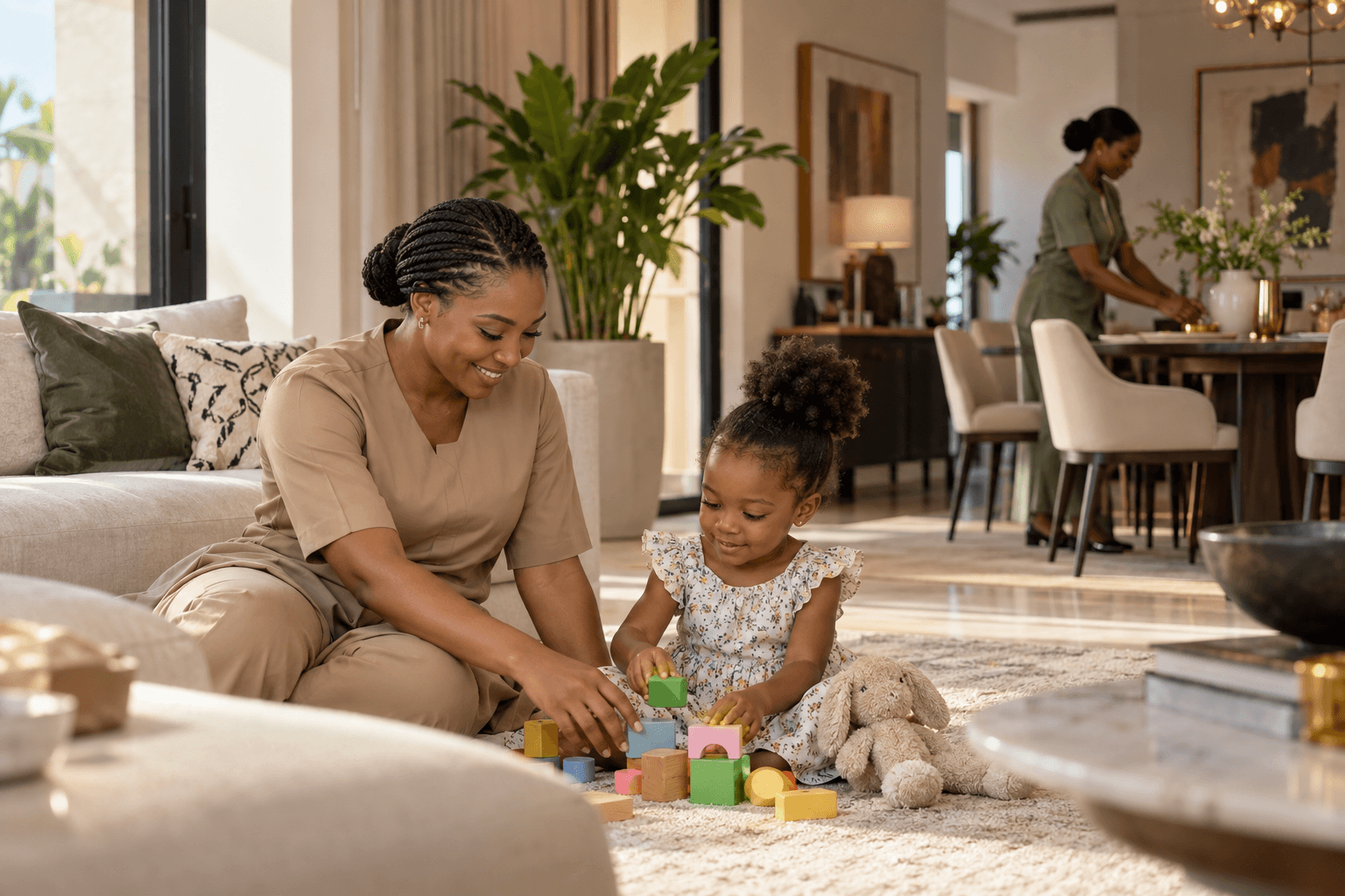 A Pukena childcare professional supporting a family at home.