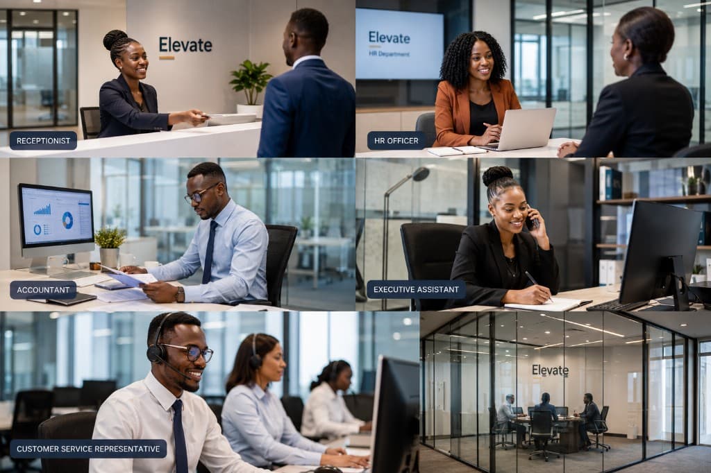 Pukena office support professionals in a modern Nigerian workplace.
